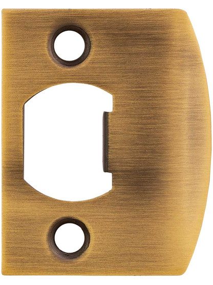Solid Brass Full Lip Strike Plate with Square Corners in Antique Brass.